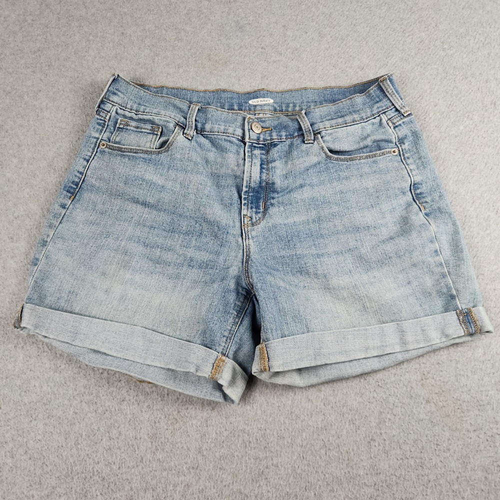Old Navy Denim Shorts Womens 8 Blue Mid Rise Stretch Everyday Wear Cuffed Hem